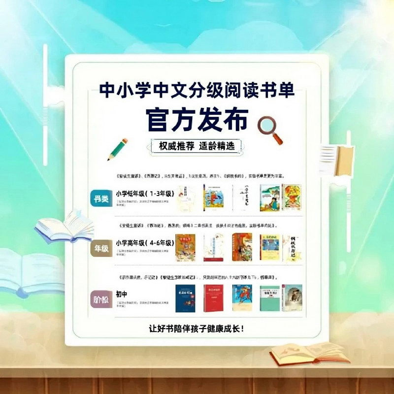 中小学生中文分级阅读书单官方发布