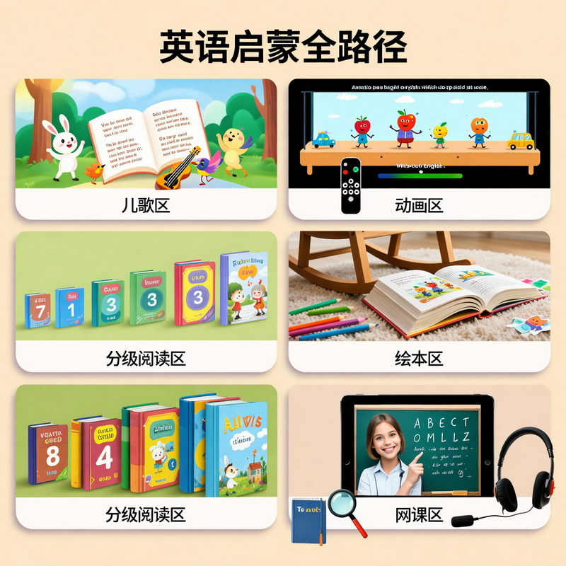儿歌、动画、绘本、分级阅读、网课：英语启蒙全路径