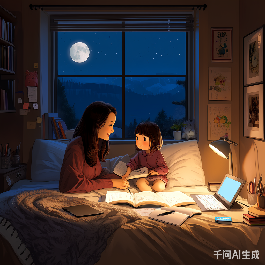 温馨的家庭学习讨论