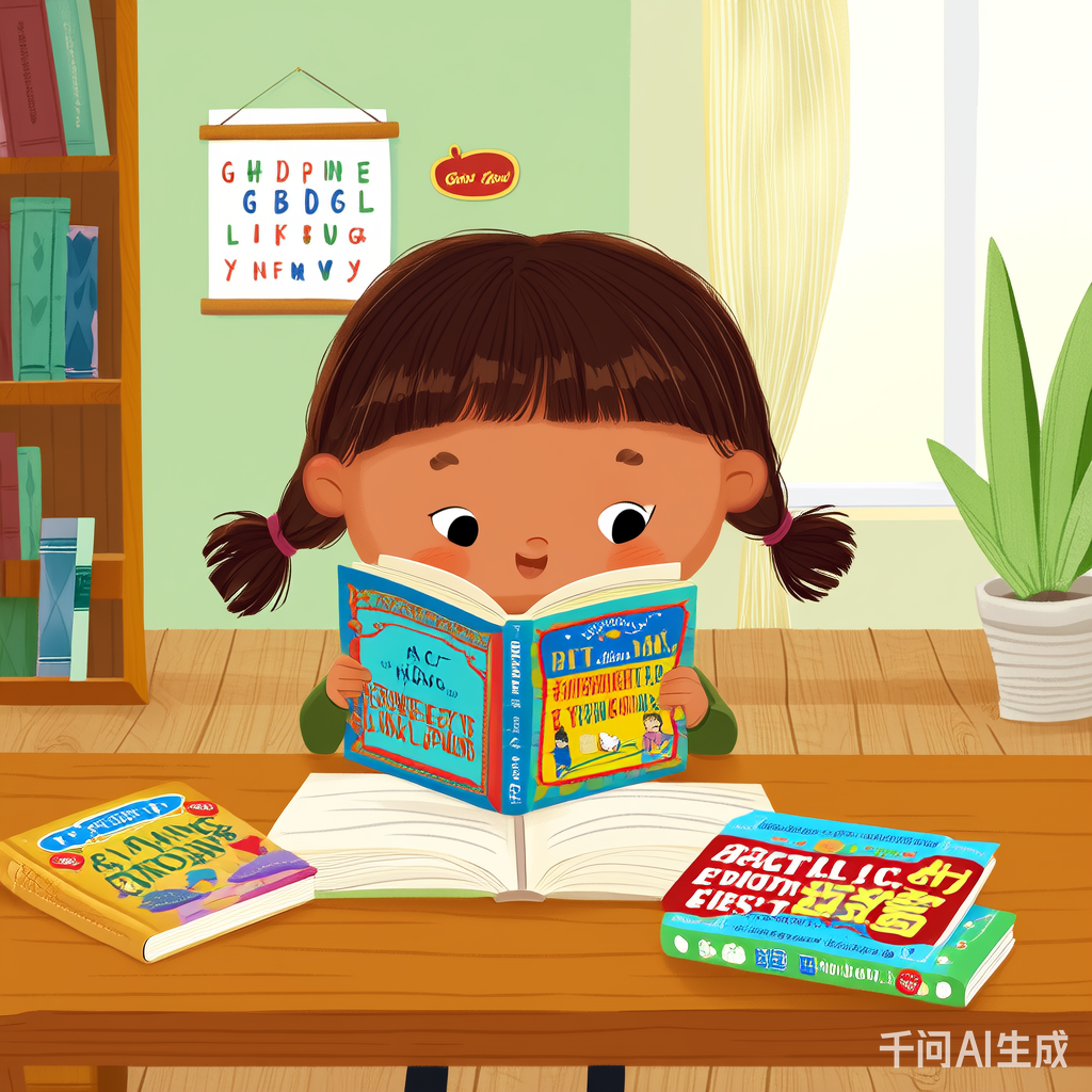 孩子正在阅读培生英语书籍